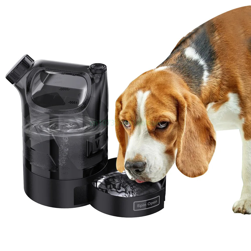 2.7L Large Dog Water Bottle with Travel Bowl – Outdoor Pet Hydration