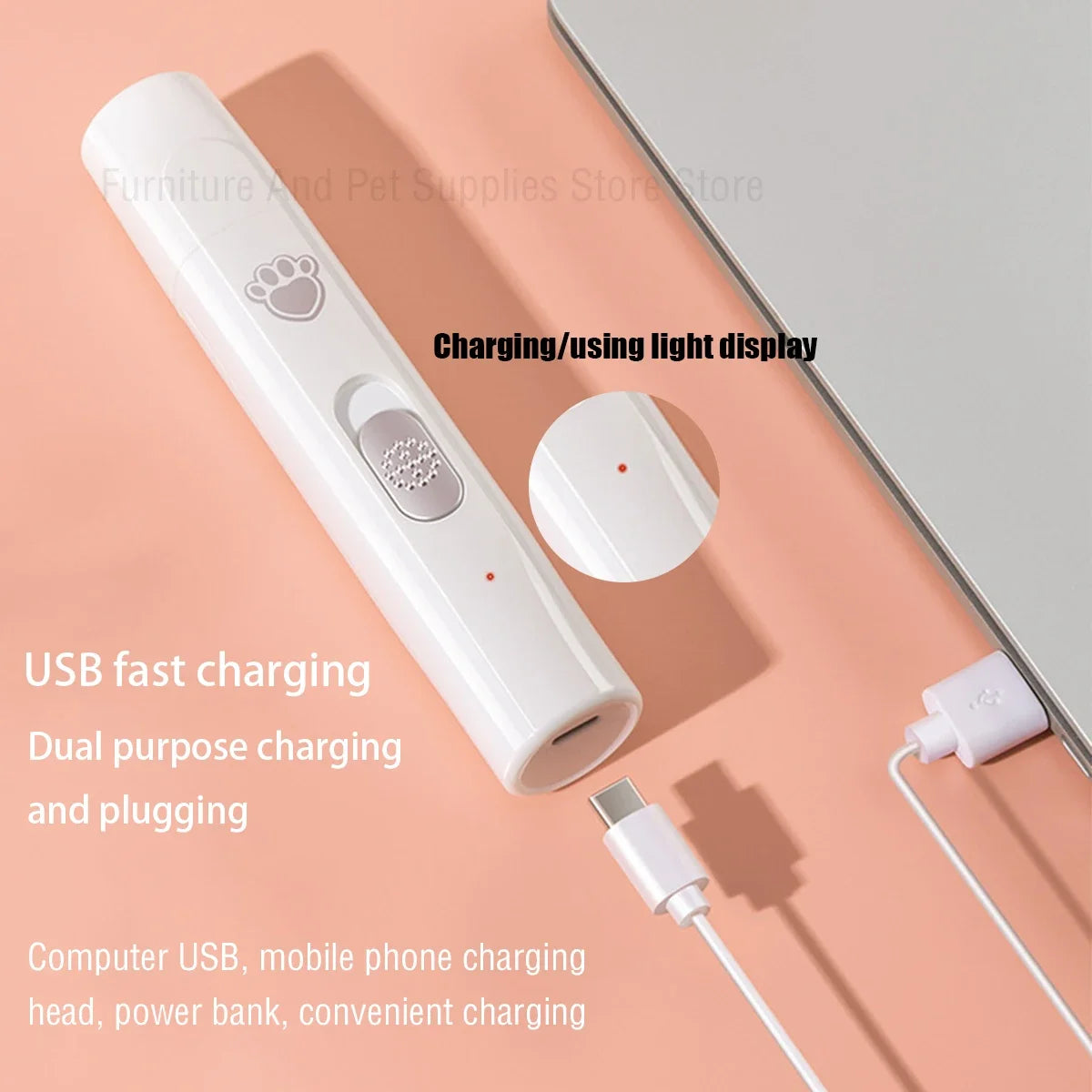 Electric Dog Nail Grinder – USB Rechargeable Painless Nail Trimmer