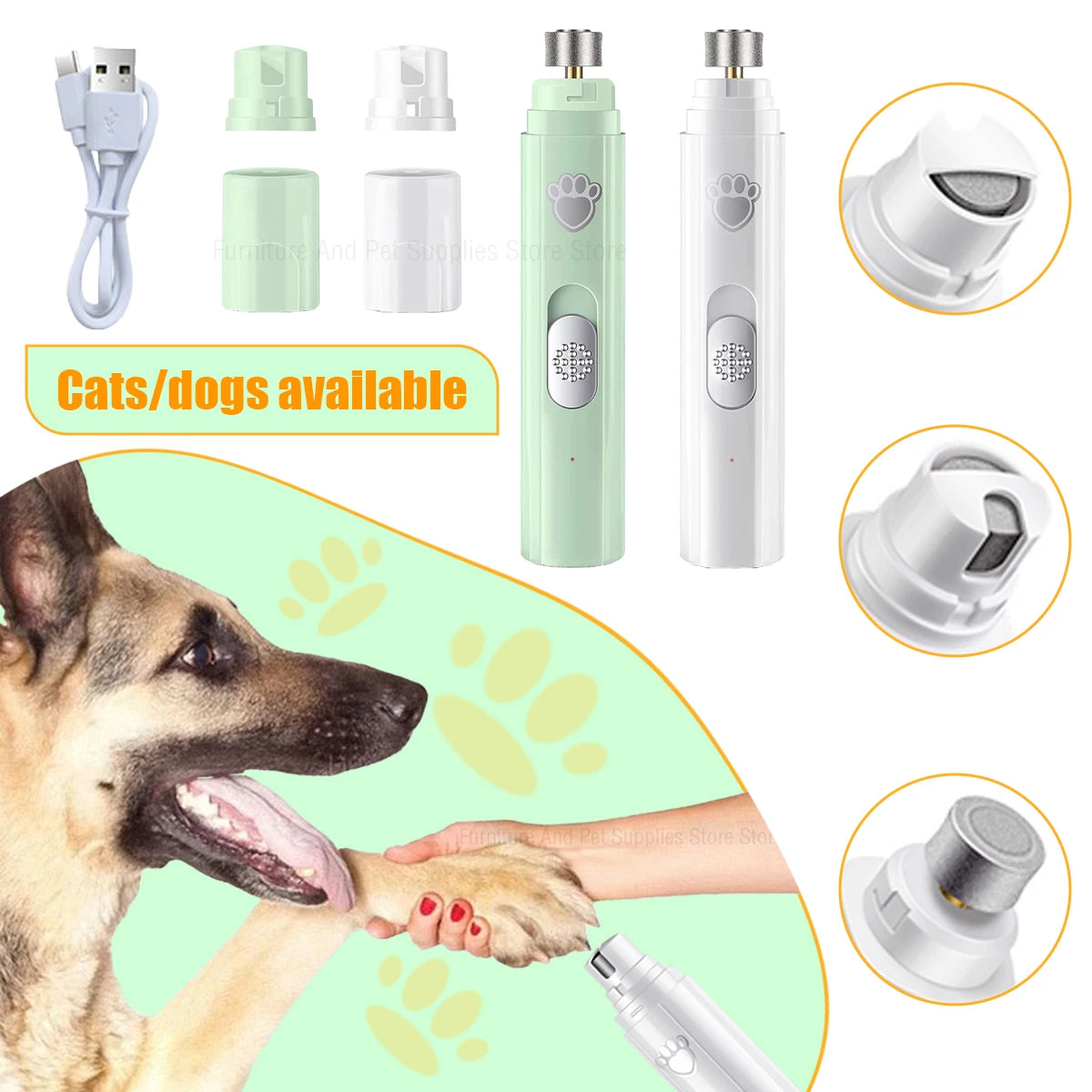 Electric Dog Nail Grinder – USB Rechargeable Painless Nail Trimmer