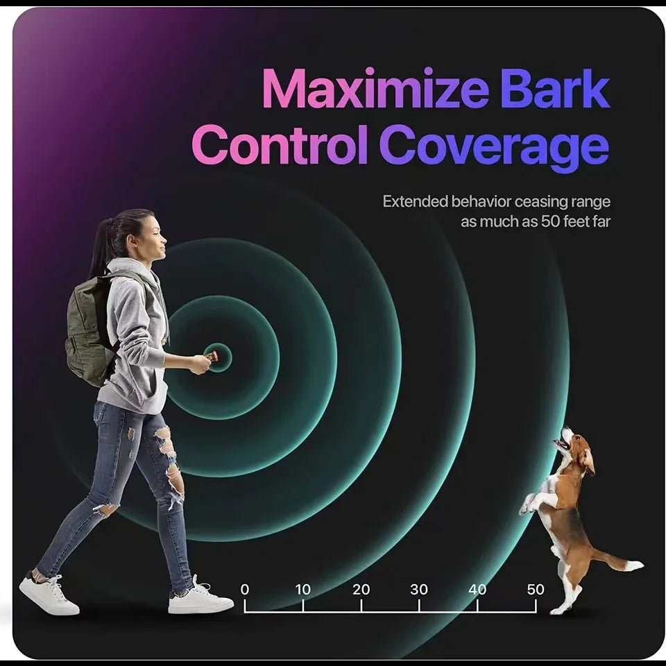 Ultrasonic Dog Bark Control & Training Device – Rechargeable with LED Light
