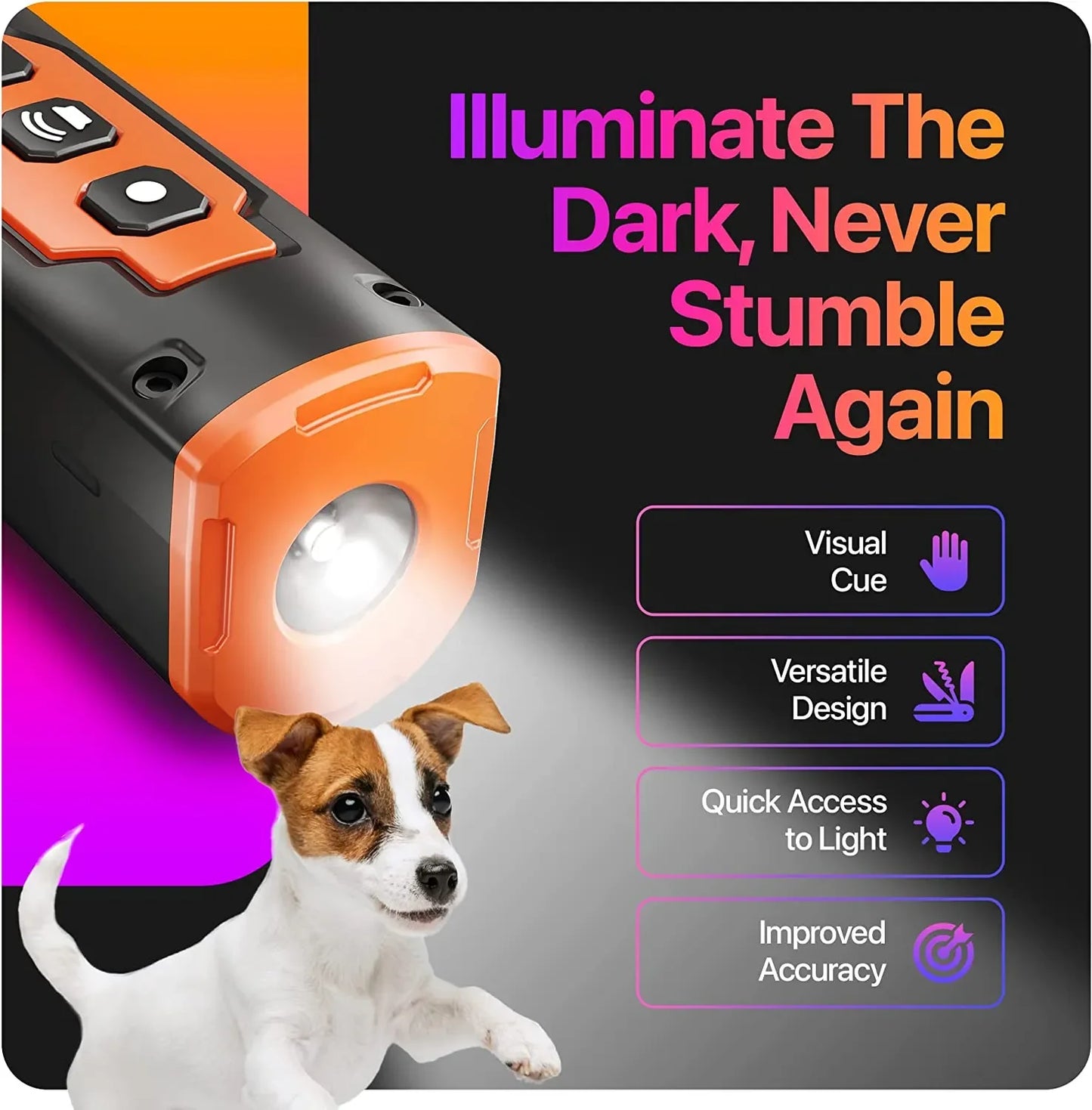 Ultrasonic Dog Bark Control & Training Device – Rechargeable with LED Light