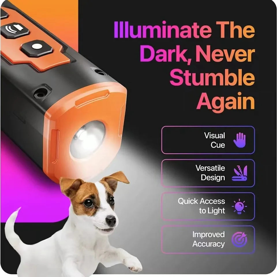 Ultrasonic Dog Bark Control & Training Device – Rechargeable with LED Light