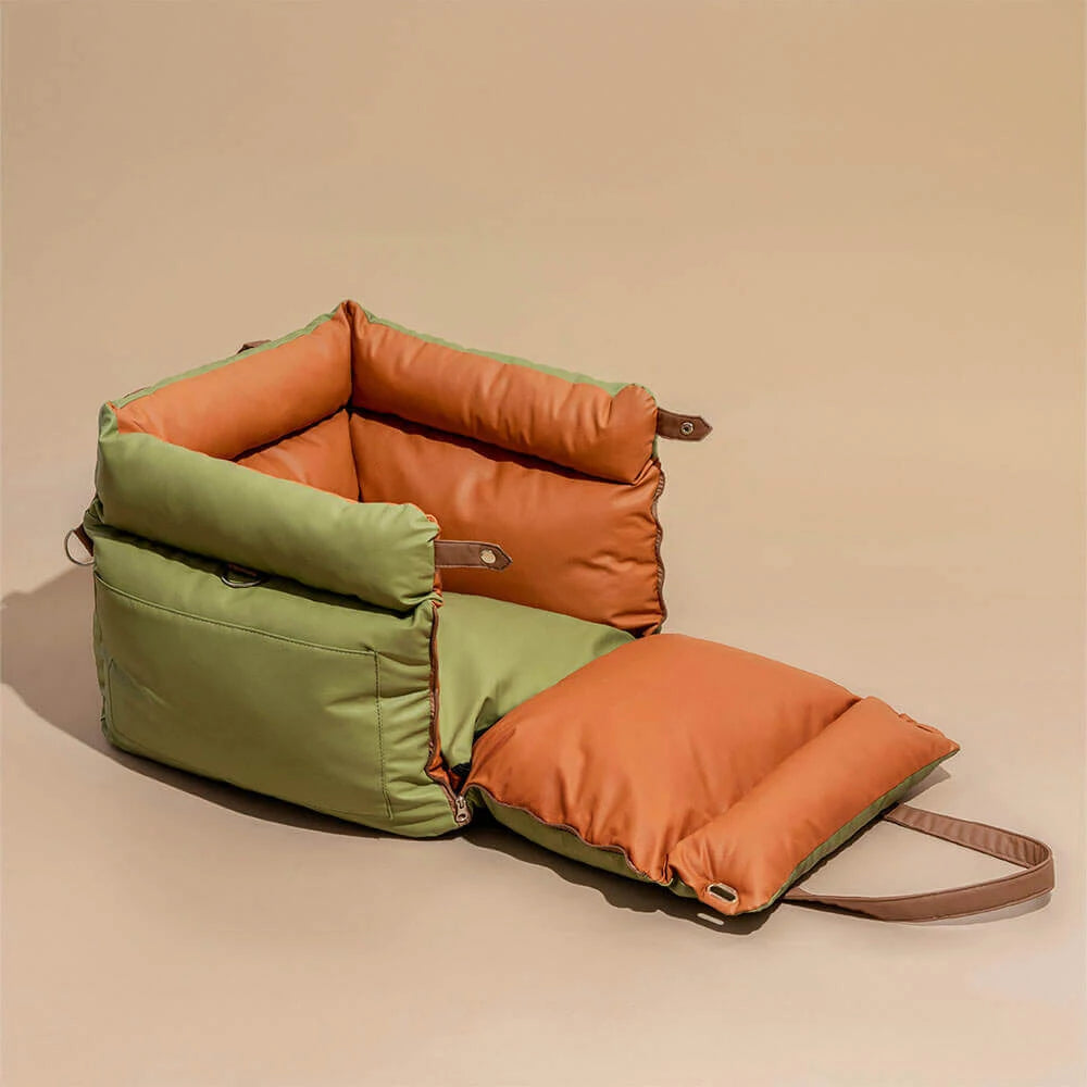 Luxury Faux Leather Pet Car Seat – Booster Bed for Dogs & Cats
