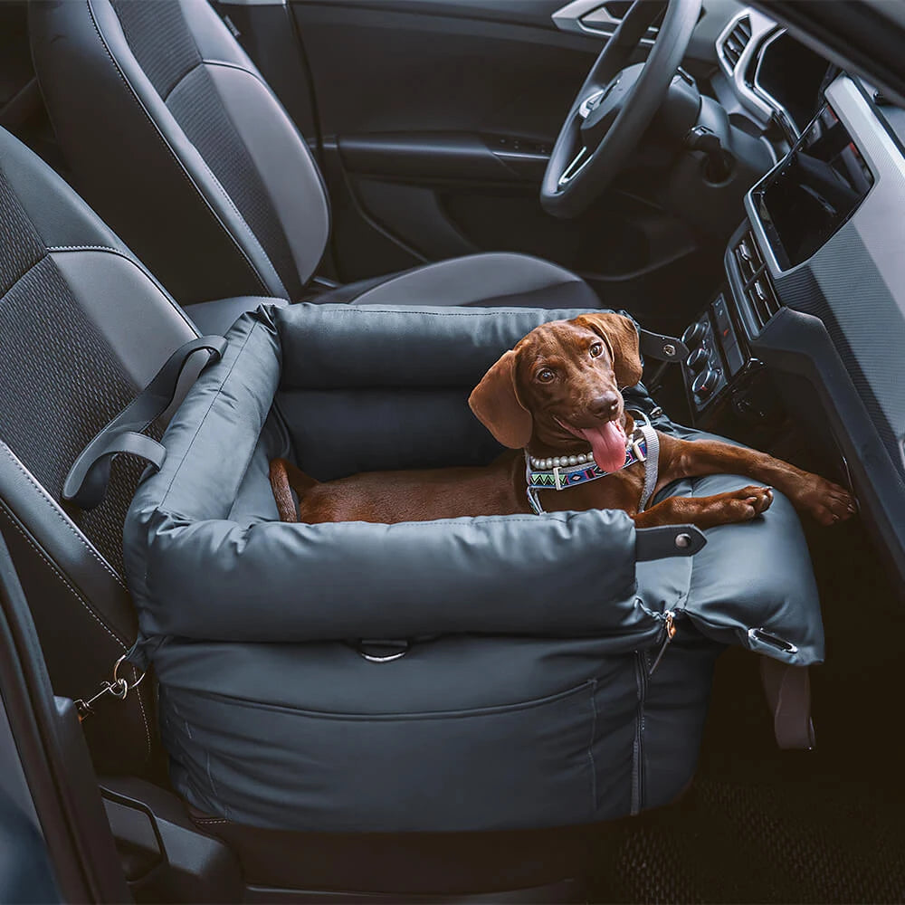 Luxury Faux Leather Pet Car Seat – Booster Bed for Dogs & Cats