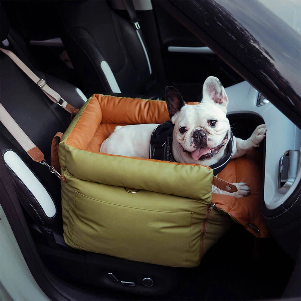 Luxury Faux Leather Pet Car Seat – Booster Bed for Dogs & Cats