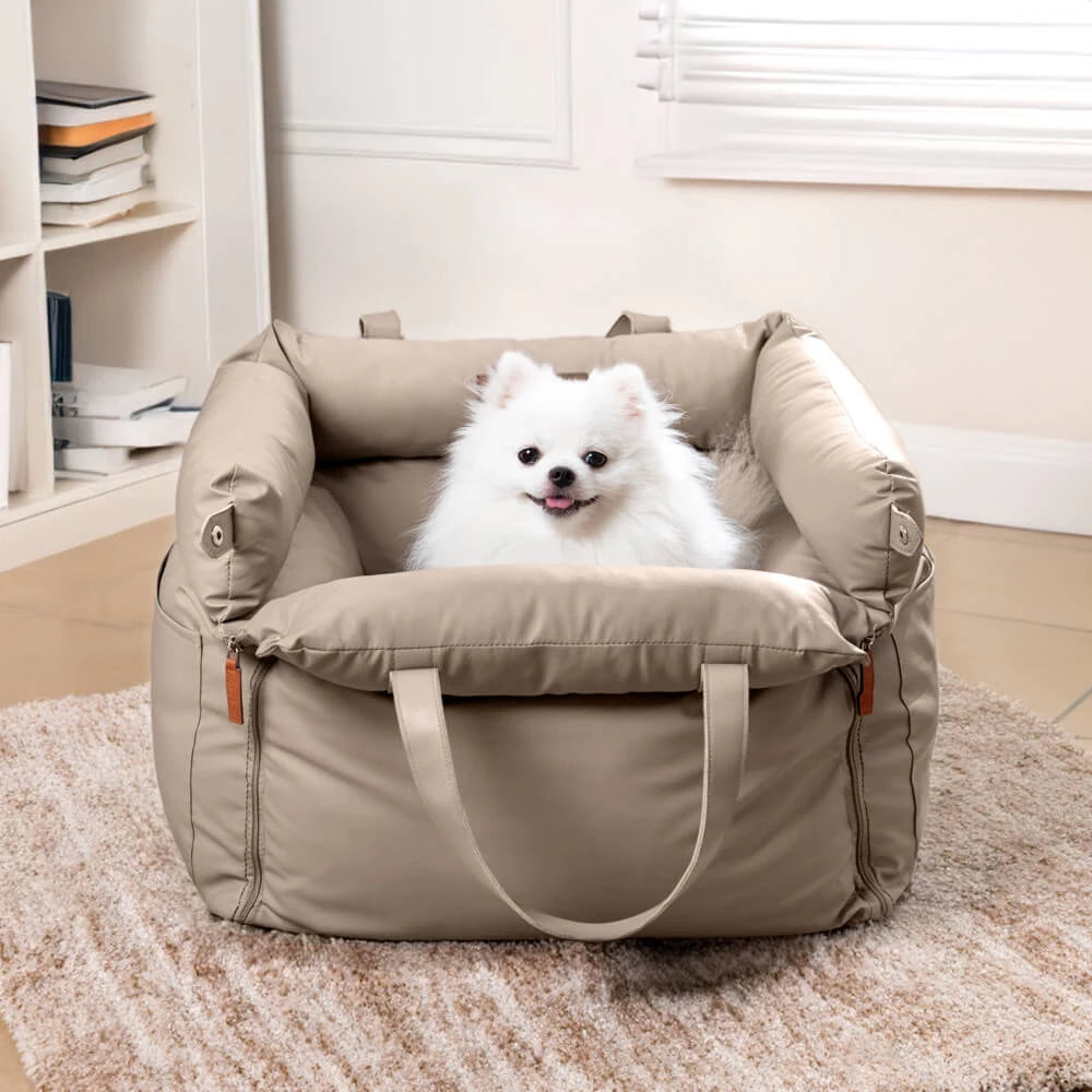 Luxury Faux Leather Pet Car Seat – Booster Bed for Dogs & Cats