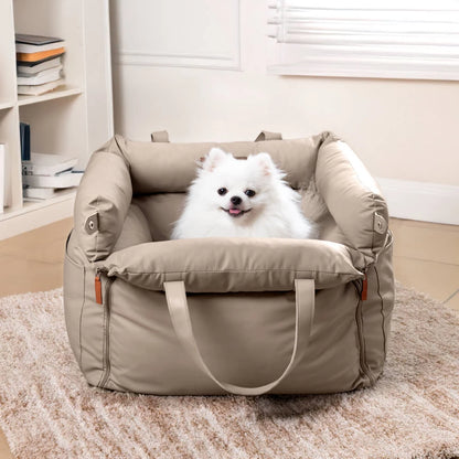 Luxury Faux Leather Pet Car Seat – Booster Bed for Dogs & Cats